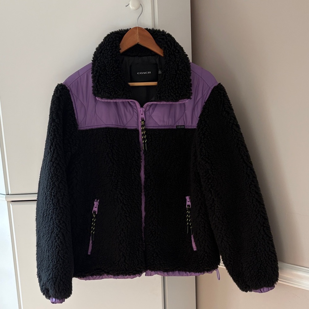 Coach Black and Purple Fleece Jacket